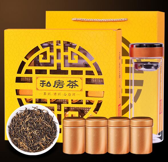  送双层玻璃杯 金骏眉茶叶礼盒装 8罐145g 福建金骏眉红